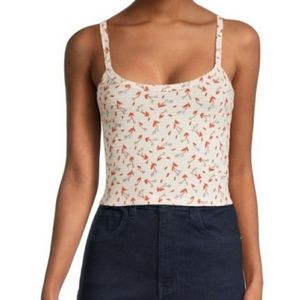 NWT Intimately FREE PEOPLE One of the girls Cami Ivory & red/purple Floral Crop